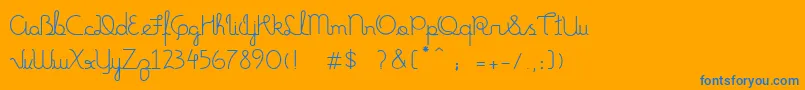 FonteMundoLight-Schriftart – Blaue Schriften auf orangefarbenem Hintergrund