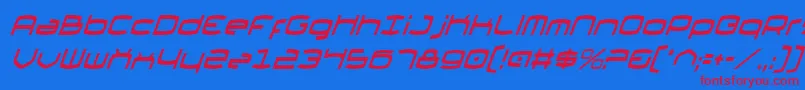 ThundergodIiCondensedItalic Font – Red Fonts on Blue Background