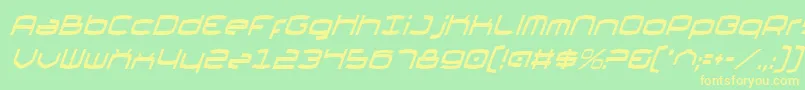 フォントThundergodIiCondensedItalic – 黄色の文字が緑の背景にあります