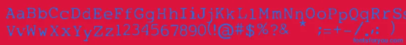 MyTypeOfFont-Schriftart – Blaue Schriften auf rotem Hintergrund