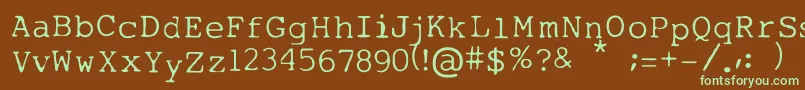 フォントMyTypeOfFont – 緑色の文字が茶色の背景にあります。