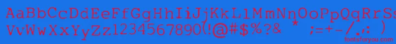 MyTypeOfFont-Schriftart – Rote Schriften auf blauem Hintergrund