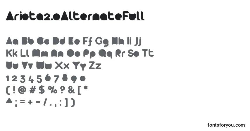 Czcionka Arista2.0AlternateFull – alfabet, cyfry, specjalne znaki