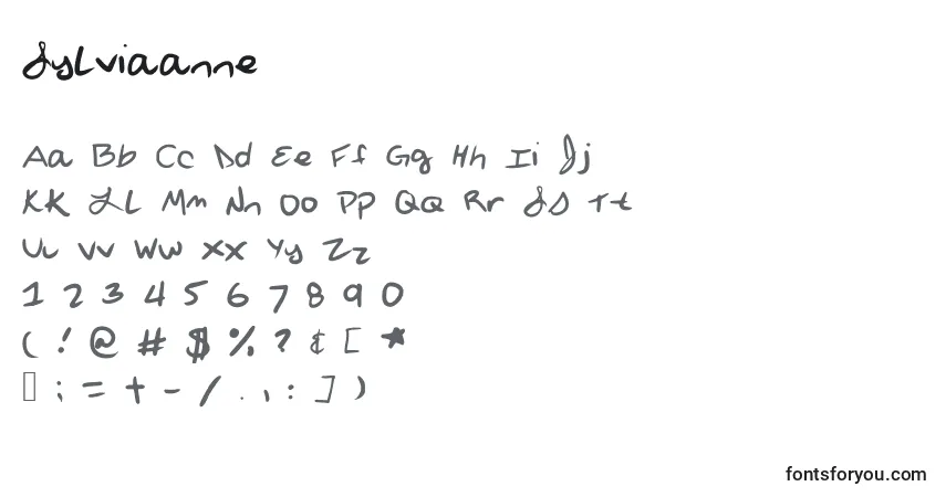 A fonte Sylviaanne – alfabeto, números, caracteres especiais
