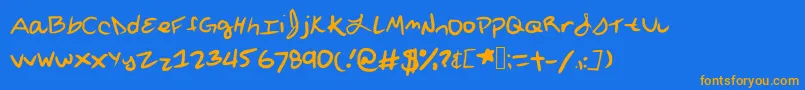 Sylviaanne-Schriftart – Orangefarbene Schriften auf blauem Hintergrund