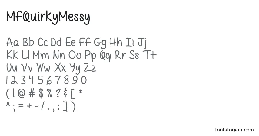 Шрифт MfQuirkyMessy – алфавит, цифры, специальные символы