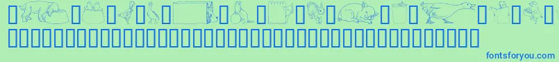 Police GeWhimsicalAnimalsIv – polices bleues sur fond vert
