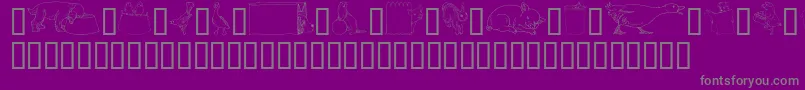 Weitere Informationen zur GeWhimsicalAnimalsIv-Schriftart GeWhimsicalAnimalsIv-Schriftart – Graue Schriften auf violettem Hintergrund
