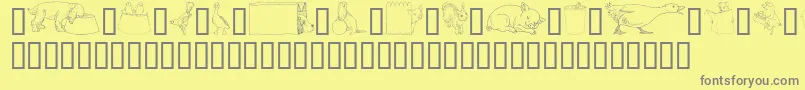 GeWhimsicalAnimalsIv-Schriftart – Graue Schriften auf gelbem Hintergrund
