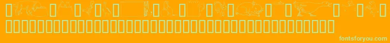GeWhimsicalAnimalsIv-Schriftart – Grüne Schriften auf orangefarbenem Hintergrund