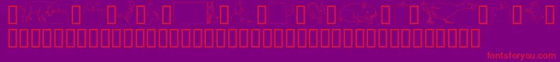 GeWhimsicalAnimalsIv-Schriftart – Rote Schriften auf violettem Hintergrund