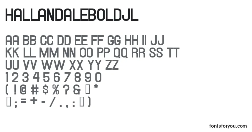 HallandaleBoldJl-fontti – aakkoset, numerot, erikoismerkit