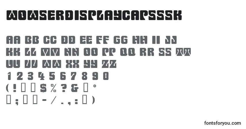 Czcionka Wowserdisplaycapsssk – alfabet, cyfry, specjalne znaki