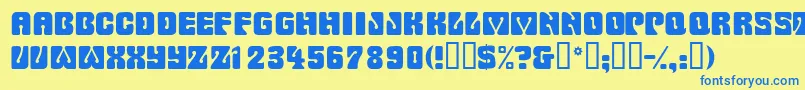 フォントWowserdisplaycapsssk – 青い文字が黄色の背景にあります。