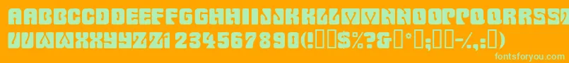 Wowserdisplaycapsssk-Schriftart – Grüne Schriften auf orangefarbenem Hintergrund