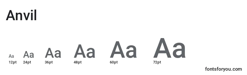 Размеры шрифта Anvil