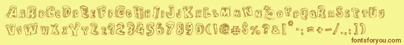 CartoonBlocksChristmas Font – Brown Fonts on Yellow Background