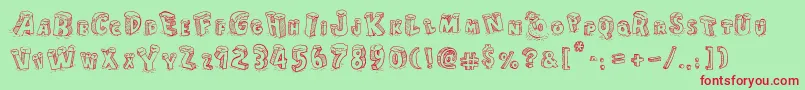 CartoonBlocksChristmas Font – Red Fonts on Green Background
