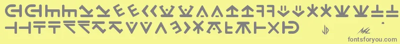 フォントDrac – 黄色の背景に灰色の文字