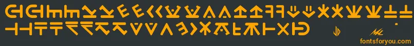 フォントDrac – 黒い背景にオレンジの文字