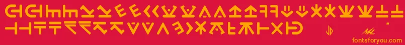フォントDrac – 赤い背景にオレンジの文字