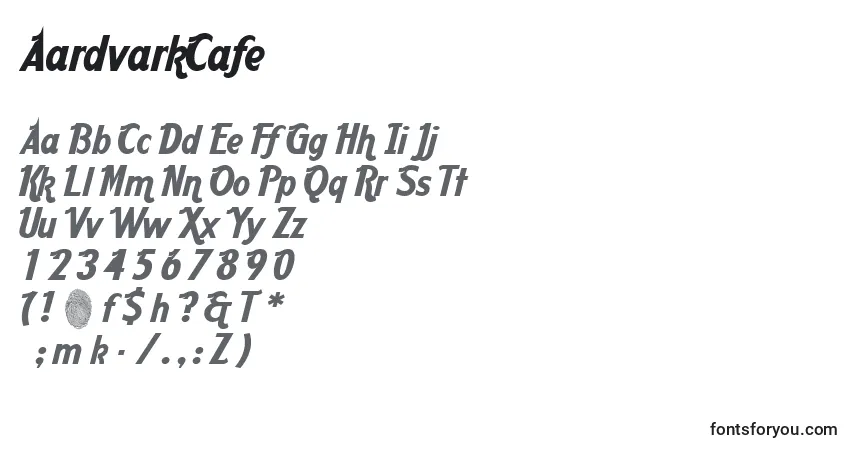 Schriftart AardvarkCafe – Alphabet, Zahlen, spezielle Symbole