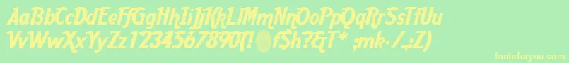 AardvarkCafe-fontti – keltaiset fontit vihreällä taustalla