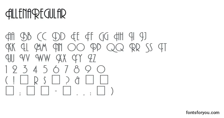 Шрифт AllenaRegular – алфавит, цифры, специальные символы