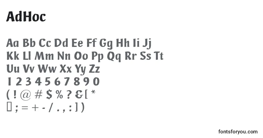 Czcionka AdHoc – alfabet, cyfry, specjalne znaki
