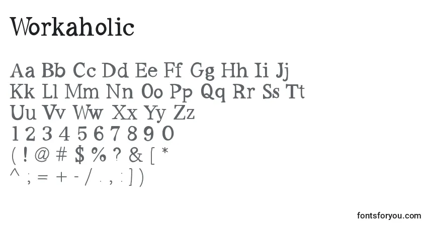 Fuente Workaholic - alfabeto, números, caracteres especiales