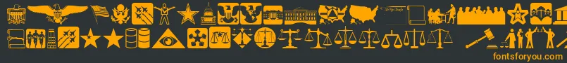 Law-Schriftart – Orangefarbene Schriften auf schwarzem Hintergrund