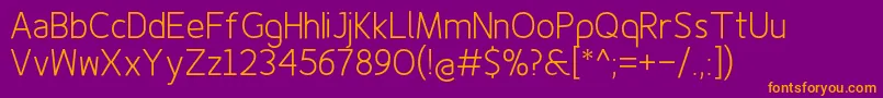 Finenessprolight Font – Orange Fonts on Purple Background
