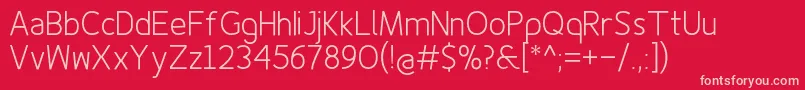 フォントFinenessprolight – 赤い背景にピンクのフォント