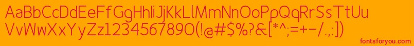 フォントFinenessprolight – オレンジの背景に赤い文字