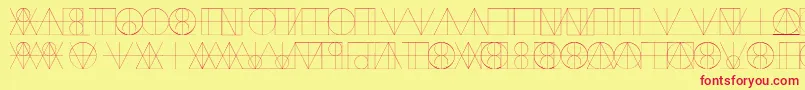 Czcionka LinotypereneedisplayLines – czerwone czcionki na żółtym tle