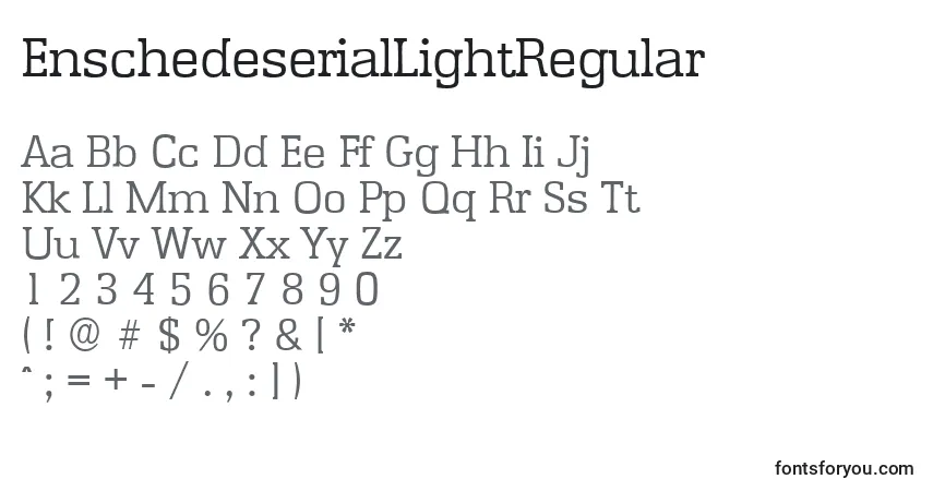 Шрифт EnschedeserialLightRegular – алфавит, цифры, специальные символы