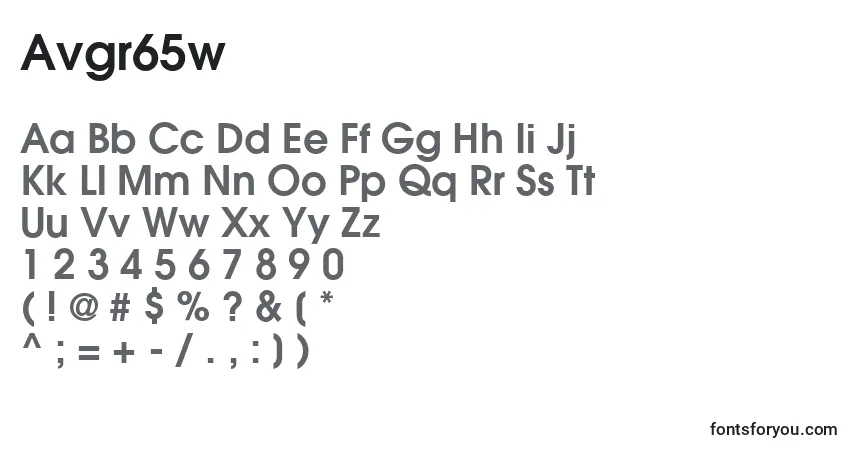 Czcionka Avgr65w – alfabet, cyfry, specjalne znaki