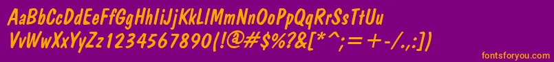 BrushdomItalic-fontti – oranssit fontit violetilla taustalla
