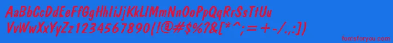 BrushdomItalic Font – Red Fonts on Blue Background