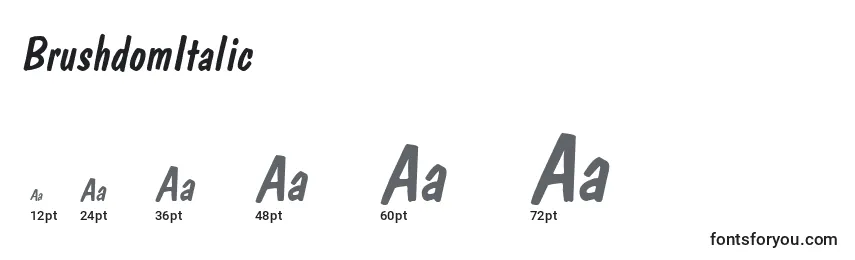 BrushdomItalic Font Sizes