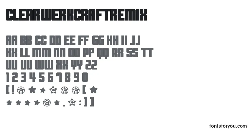 Schriftart Clearwerkcraftremix – Alphabet, Zahlen, spezielle Symbole