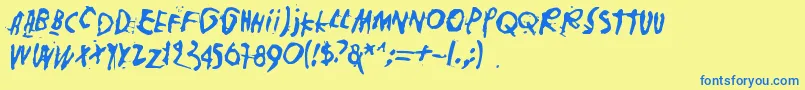 Nollapisteフォントについての詳細 フォントNollapiste – 青い文字が黄色の背景にあります。