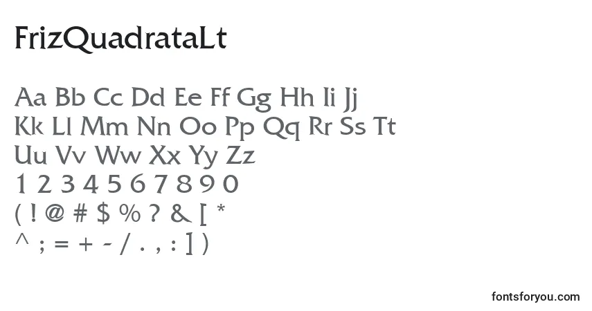 A fonte FrizQuadrataLt – alfabeto, números, caracteres especiais