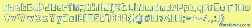 フォントDoodleDigit – 青い文字が黄色の背景にあります。