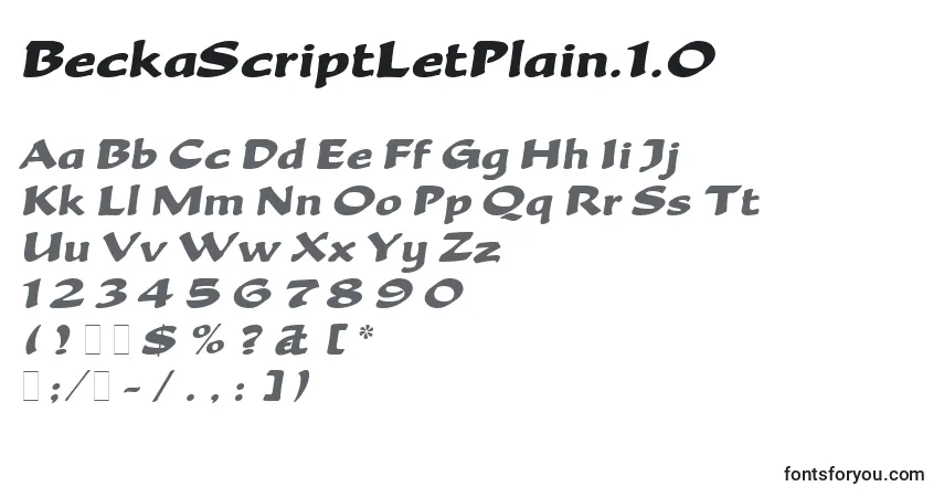 BeckaScriptLetPlain.1.0-fontti – aakkoset, numerot, erikoismerkit