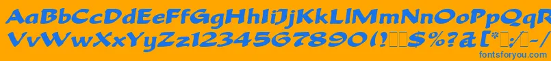 BeckaScriptLetPlain.1.0 Font – Blue Fonts on Orange Background