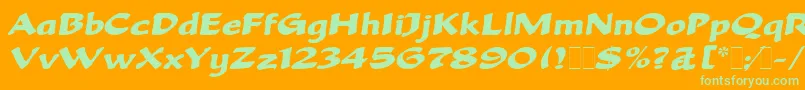 フォントBeckaScriptLetPlain.1.0 – オレンジの背景に緑のフォント