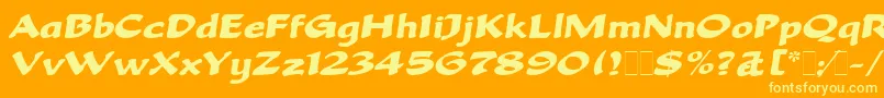 BeckaScriptLetPlain.1.0-Schriftart – Gelbe Schriften auf orangefarbenem Hintergrund