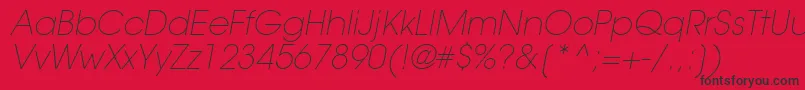 Шрифт TrendexLightSsiExtraLightItalic – чёрные шрифты на красном фоне