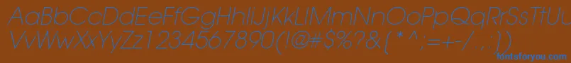 フォントTrendexLightSsiExtraLightItalic – 茶色の背景に青い文字